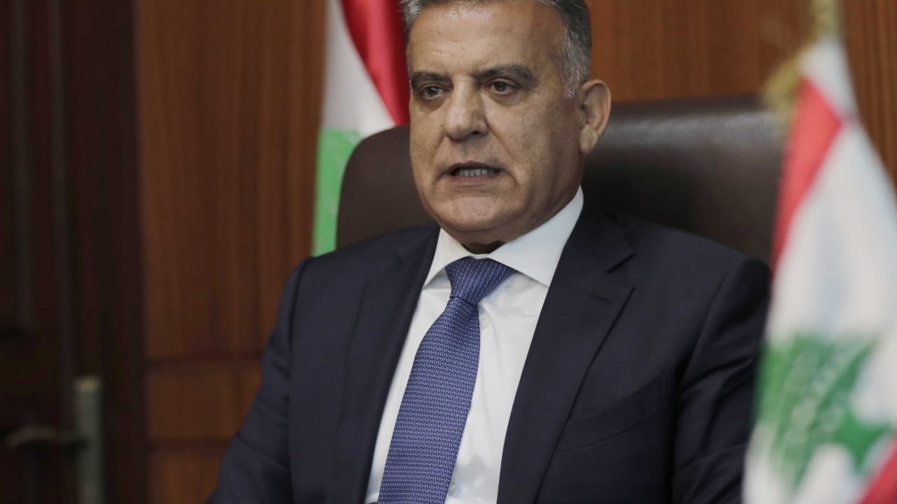 The influential head of Lebanon's General Security apparatus, Abbas Ibrahim, speaks during an interview at his office in the capital Beirut on July 22, 2020. (Photo by ANWAR AMRO / AFP)