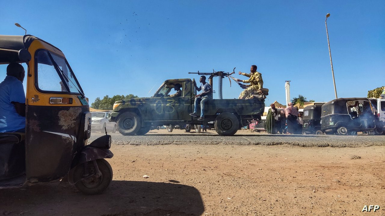 Sudanese army soldiers patrol in Gedaref in eastern Sudan, on December 18, 2023. Paramilitary forces established a base on December 17, 2023 in the formerly safe city of Wad Madani in war-torn Sudan, an AFP correspondent reported, sending thousands fleeing, many of them already displaced. (Photo by AFP)