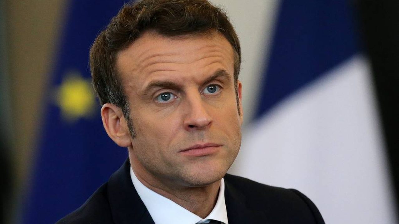 France Presidential Election French President Emmanuel Macron and centrist candidate for reelection listens to a guest during a meeting in Pau, southwestern France, Friday, March 18, 2022. The two-round presidential election will take place on April 10 and 24, 2022. (AP Photo/Bob Edme)