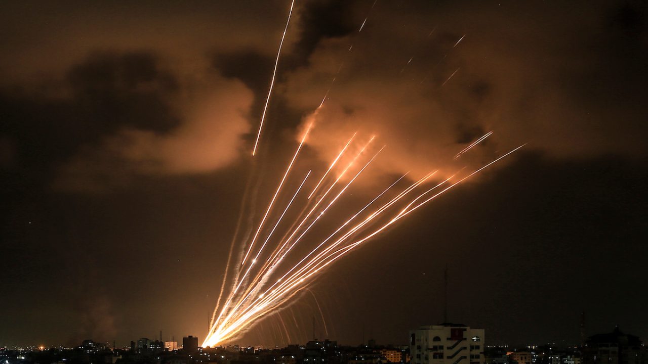 A salvo of rockets is fired from Gaza City toward Israel A salvo of rockets is fired from Gaza City toward Israel, on August 6, 2022. The Israeli military warned deadly aerial operations against militants in Gaza could last a week, as exchanges of fire were ongoing for a second day in the worst escalation since last year's war. Photo by Bashar Taleb