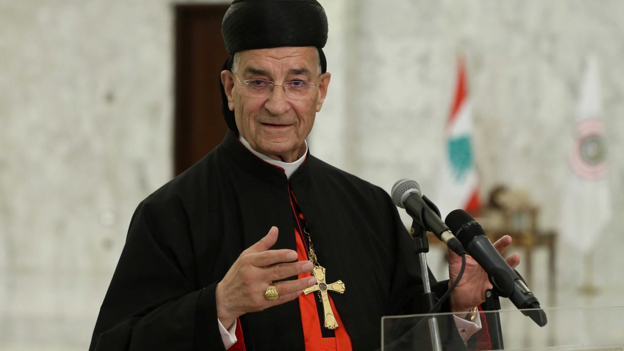 Lebanese Maronite Patriarch Bechara Boutros Al-Rai speaks after meeting with Lebanon's President Michel Aoun at the presidential palace in Baabda, Lebanon July 15, 2020. Dalati Nohra/Handout via REUTERS ATTENTION EDITORS - THIS IMAGE WAS PROVIDED BY A THIRD PARTY