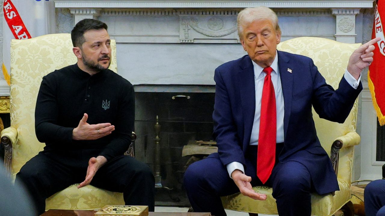 U.S. President Donald Trump meets with Ukrainian President Volodymyr Zelenskiy at the White House in Washington, D.C., U.S., February 28, 2025. REUTERS/Brian Snyder