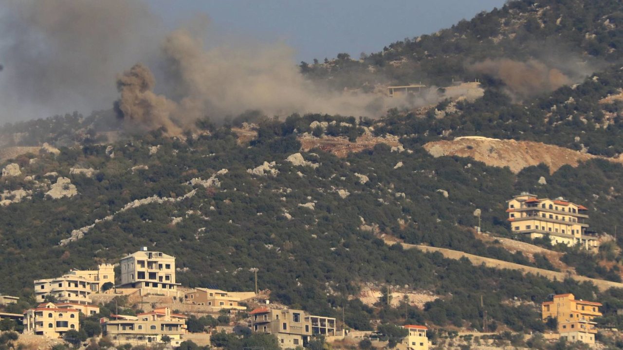 Smoke rises from Israeli shelling on the outskirts of the Lebanese village of Kfar Chouba, Lebanon, Saturday, Oct. 14, 2023. The shelling occurred during an exchange of fire along Lebanon's border with Syria's Israeli-occupied Golan Heights between Hezbollah fighters and Israeli troops. (AP Photo/Mohammed Zaatari)