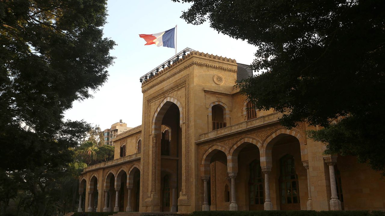 Picture taken on September 14, 2016, shows the french flag flying the french ambassador's residency in the Lebanese capital Beirut, also known as the Pine Residency or the Palace of the Pines.
The palace holds a particular historical importance since French General Henri Gouraud declared the creation of the state of Greater Lebanon on September 1, 1920 from its porch. The Pine Residency will be open to public on September 18, as part of France's Heritage Day. / AFP / PATRICK BAZ        (Photo credit should read PATRICK BAZ/AFP/Getty Images)