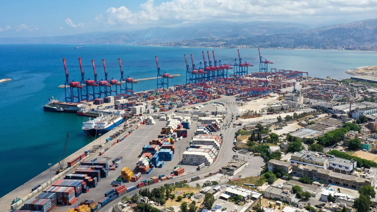 An aerial view taken on August 9, 2020, shows a partial view of the port of Beirut, damaged as a result of the colossal explosion of a huge pile of ammonium nitrate that had languished for years in a port warehouse, leaving scores of people dead or injured and causing devastation in the Lebanese capital. - The huge chemical explosion that hit Beirut's port, devastating large parts of the Lebanese capital and claiming over 150 lives, left a 43-metre (141 foot) deep crater, a security official said. The blast Tuesday, which was felt across the country and as far as the island of Cyprus, was recorded by the sensors of the American Institute of Geophysics (USGS) as having the power of a magnitude 3.3 earthquake. (Photo by - / AFP) (Photo by -/AFP via Getty Images)