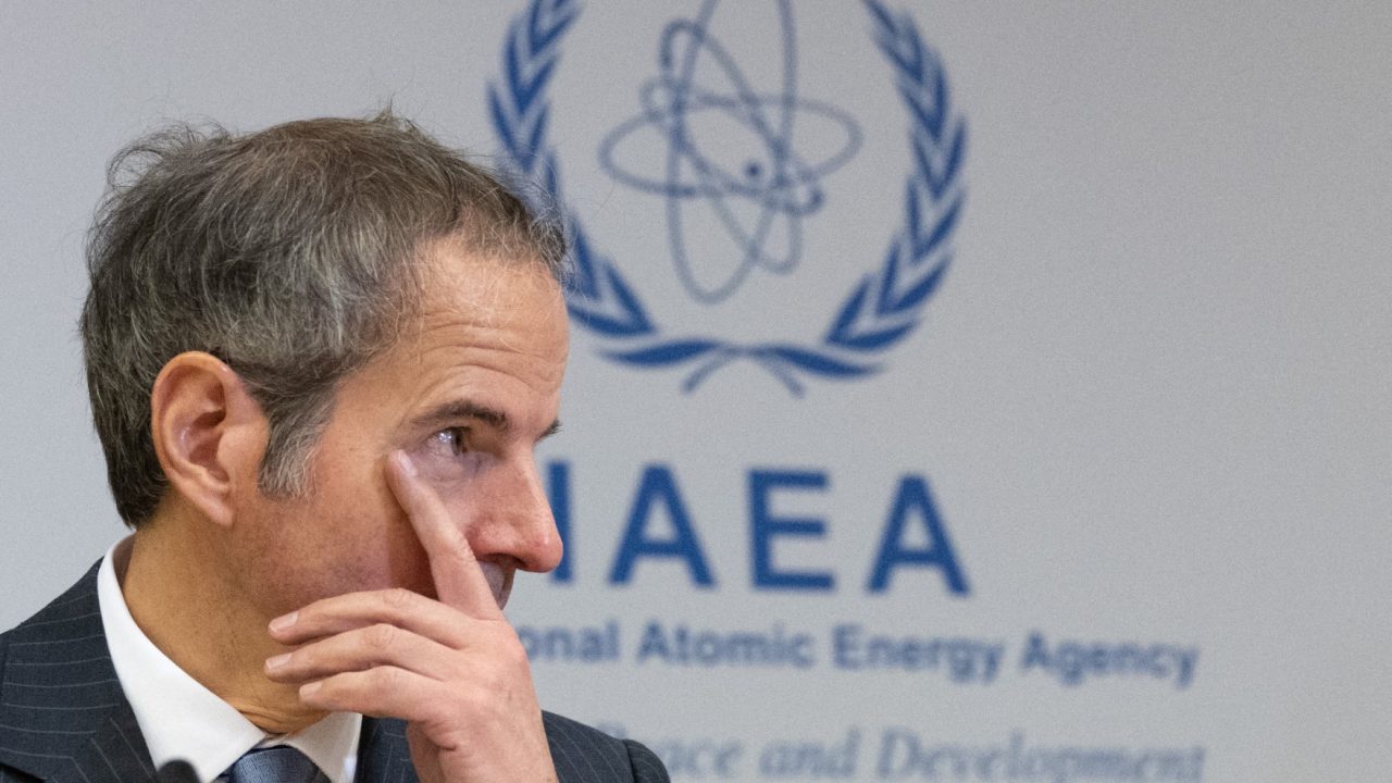 Director General of the International Atomic Energy Agency (IAEA) Rafael Grossi attends an extraordinary IAEAs Board of Governors meeting at the agency's headquarters in Vienna, Austria on June 23, 2025. (Photo by Joe Klamar / AFP)