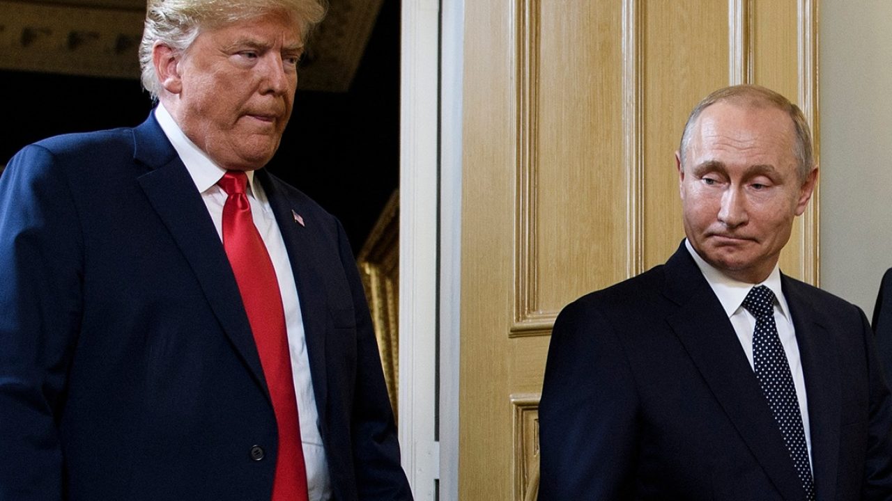 (FILES) US President Donald Trump (L) and Russian President Vladimir Putin arrive for a meeting in Helsinki on July 16, 2018. US President Donald Trump said on August 8, 2025 he would meet with Russian counterpart Vladimir Putin on August 15 in Alaska, as the Republican billionaire hopes to help mediate an end to the war in Ukraine. (Photo by Brendan Smialowski / AFP)