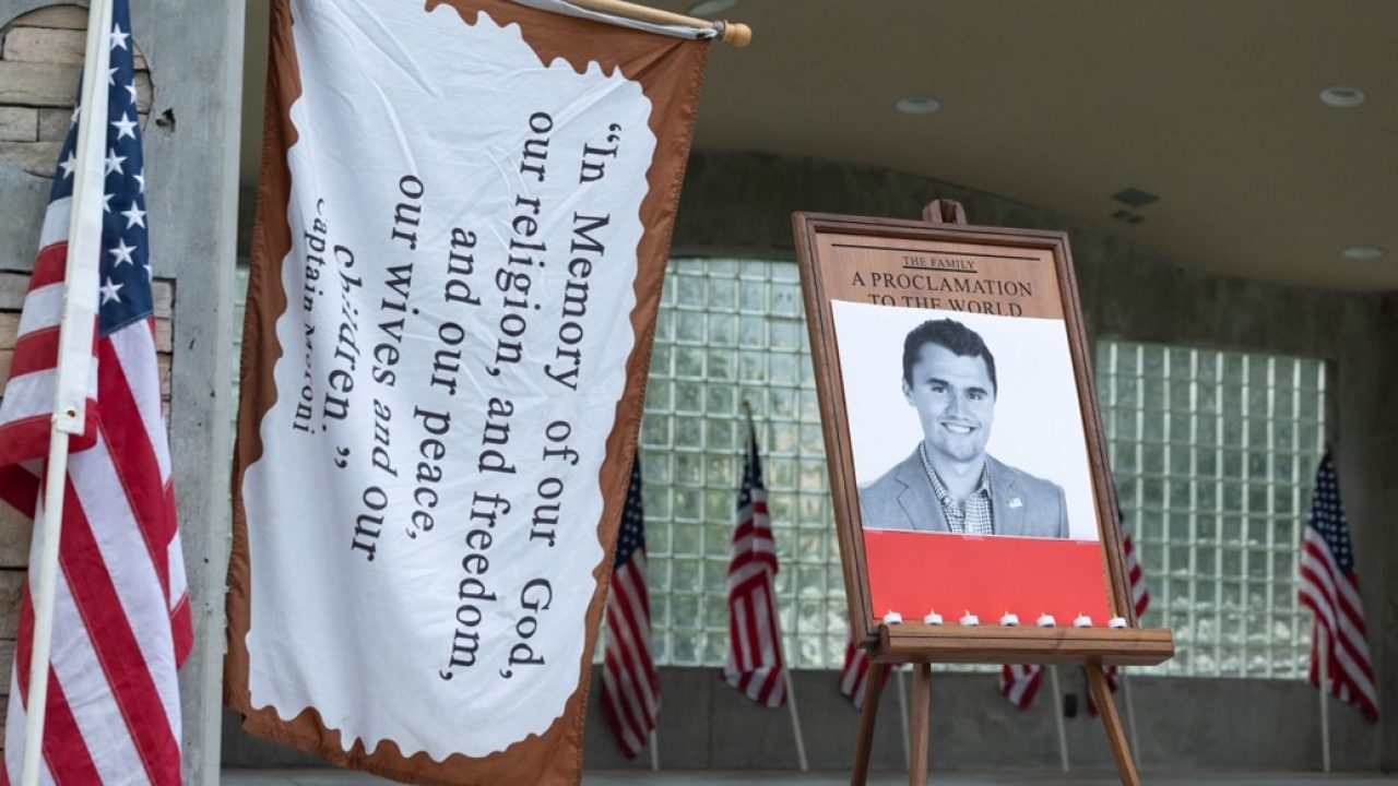 Candles are left in front of a photo of youth activist and influencer Charlie Kirk as people attend a vigil in Orem City Center Park, Orem, Utah, September 10, 2025. Right-wing youth activist and influencer Charlie Kirk, a major ally of President Donald Trump, was shot dead September 10 in a "political assassination" that sparked fears of more political violence in an increasingly febrile United States.
Trump confirmed on social media that Kirk, 31, had died from his injuries. (Photo by Melissa MAJCHRZAK / AFP)
