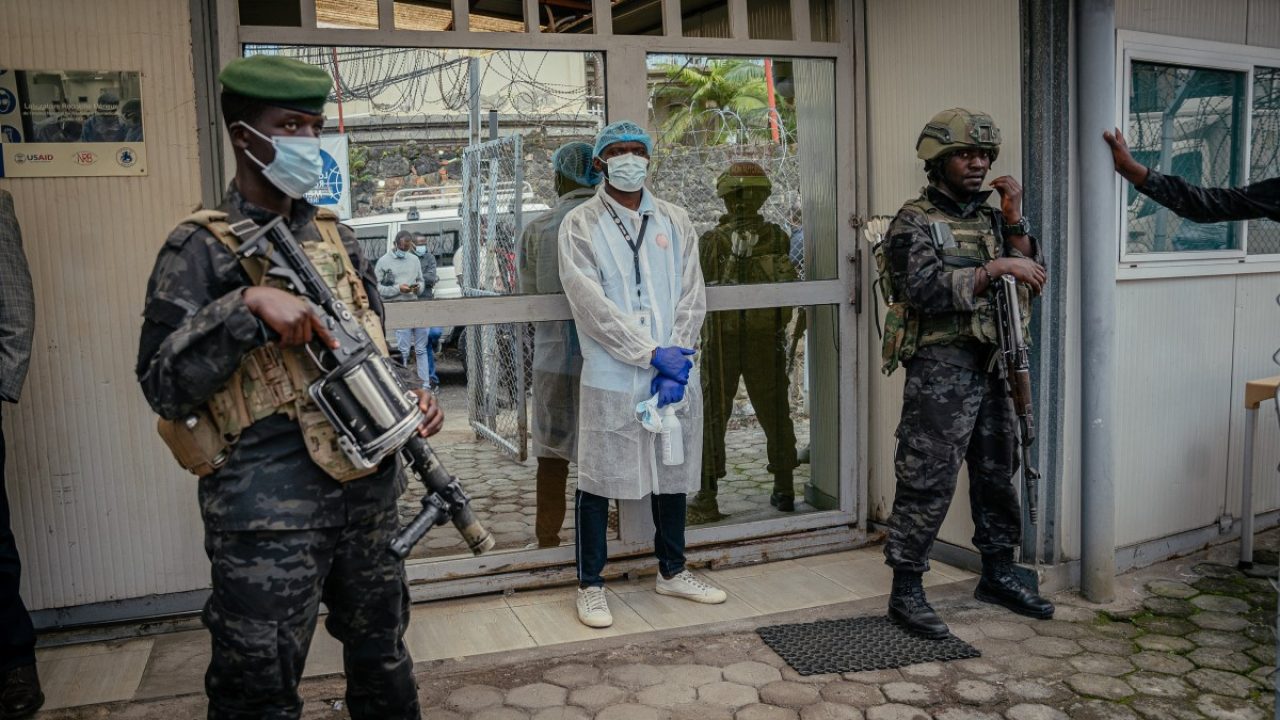 FC/M23 soldiers provide security for the movements authorities at the Rodolphe Mérieux Laboratory, National Biomedical Research Institute (INRB) in Goma, on May 19, 2026 during their guided visit to the laboratory responsible for analyzing and handling suspected Ebola cases. The World Health Organization on Tuesday voiced concern about the "scale and speed" of an Ebola outbreak that has killed an estimated 131 people in the Democratic Republic of Congo, and warned it could be lengthy.
The UN health agency has declared the surge of the highly contagious haemorrhagic fever an international health emergency and called an urgent meeting on the crisis.
No vaccine or therapeutic treatment exists for the Bundibugyo strain of Ebola responsible for the outbreak, which has killed more than 15,000 people in Africa in the past half-century. (Photo by Jospin Mwisha / AFP)