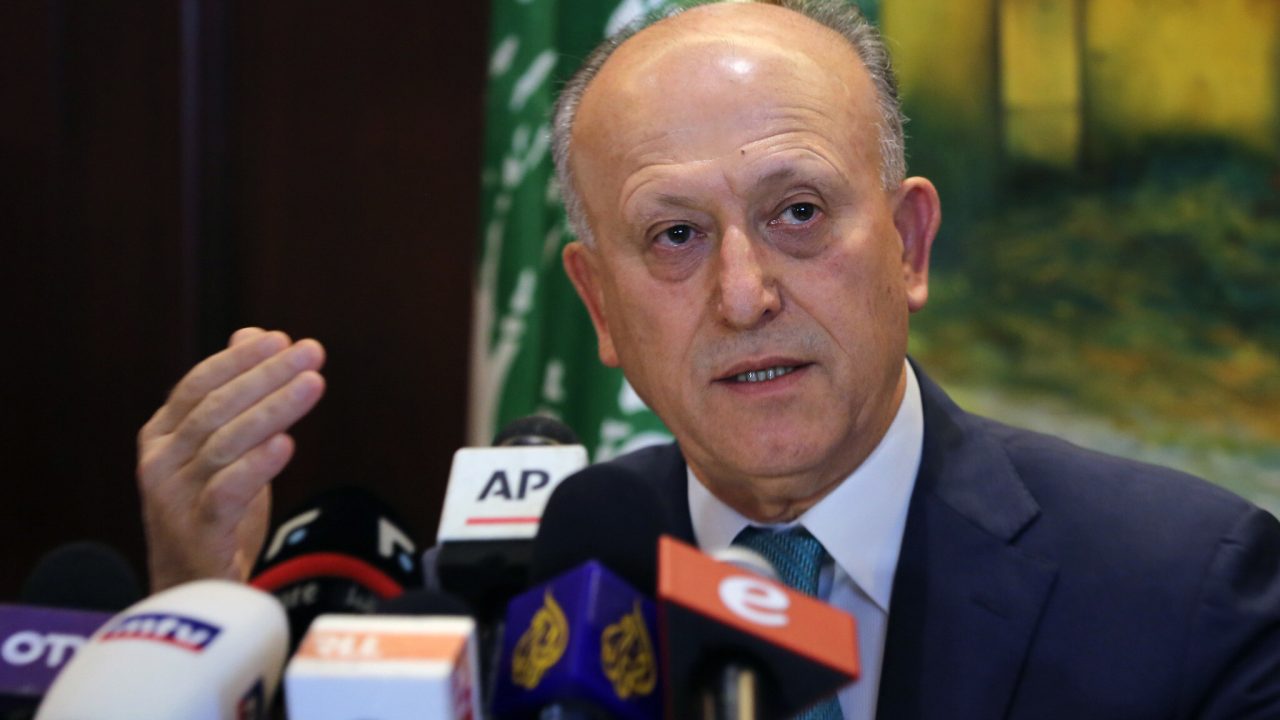 Ashraf Rif Resigned Lebanese Justice Minister, Ashraf Rifi, speaks during a press conference at his house in Beirut, Lebanon, Friday, Sept. 2, 2016. The judicial investigator into the 2013 double bombings of al-Salam and al-Taqwa mosques indicted two Syrian intelligence officers who supervised the operation on Friday, Sept. 2, 2016. Rifi called for the expulsion of the Syrian ambassador to Lebanon, and to cut all ties with Damascus. (AP Photo/Bilal Hussein)