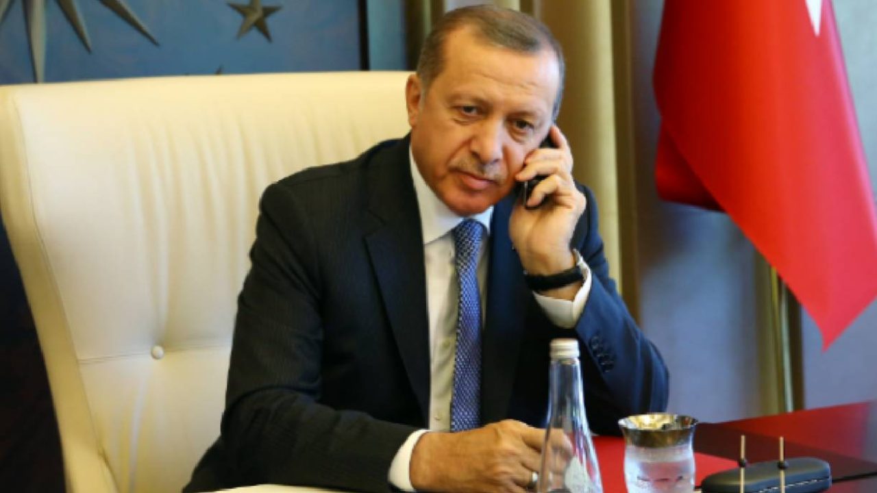 Erdogan talking on the phone