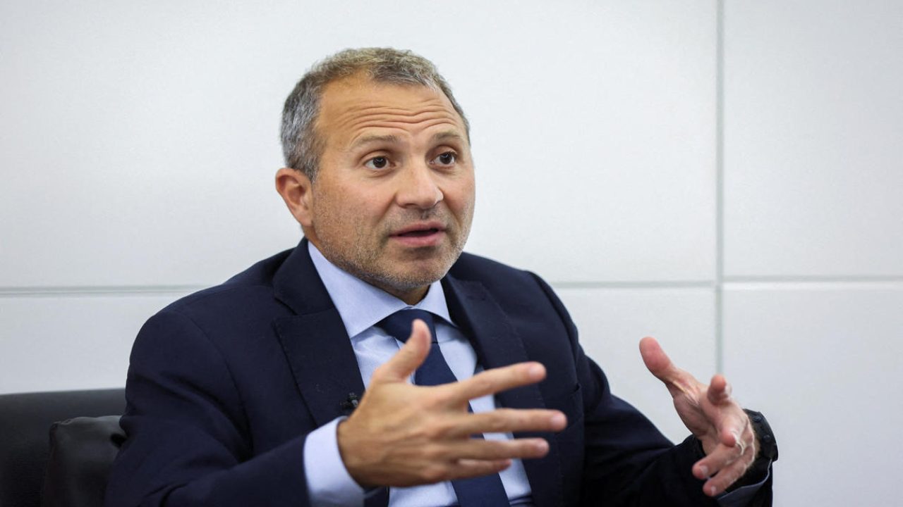 FILE PHOTO: Gebran Bassil, a Christian member of parliament and former minister gestures as he speaks during an interview with Reuters in Sin-el-fil, Lebanon October 13, 2022. REUTERS/Mohamed Azakir/File Photo