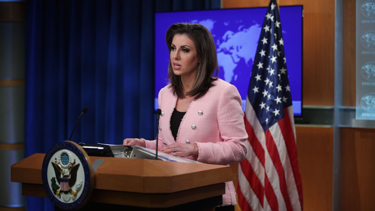 WASHINGTON, DC - JUNE 10:  U.S. State Department spokesperson Morgan Ortagus speaks during a media briefing at the State Department June 10, 2019 in Washington, DC. Secretary of State Mike Pompeo discussed topics including the latest development on tension with Iran.  (Photo by Alex Wong/Getty Images)