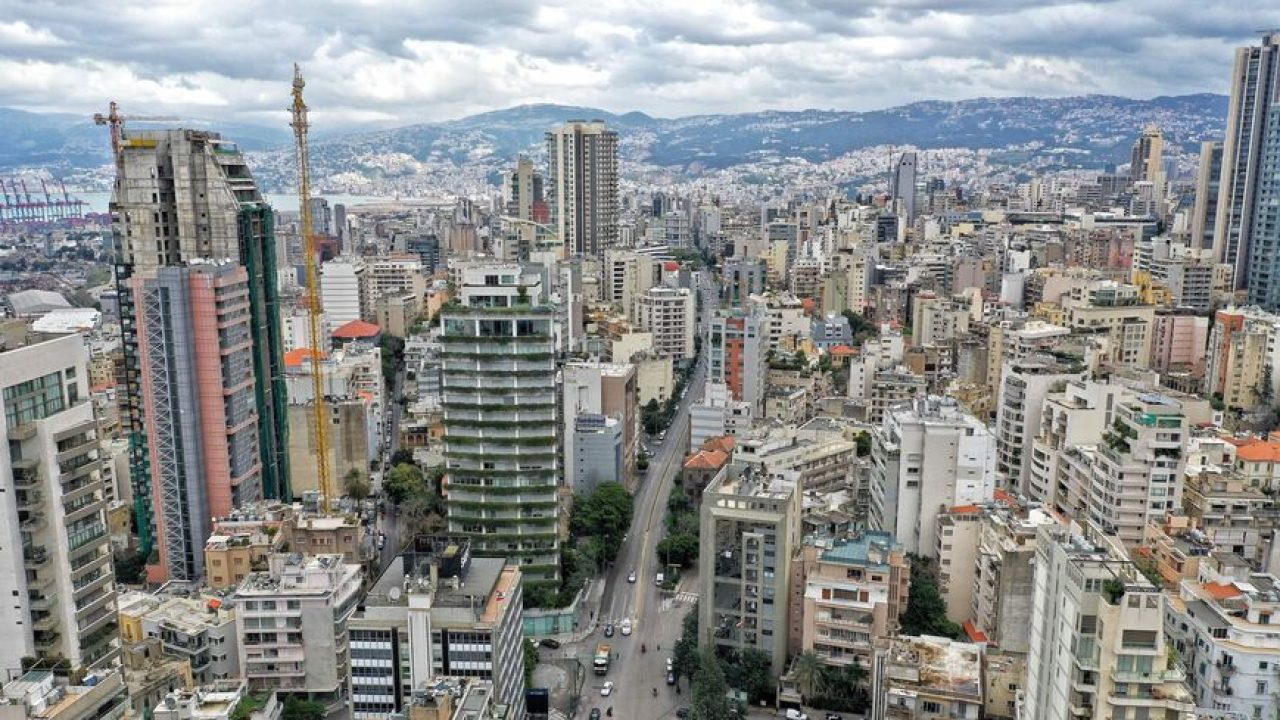 This picture taken on March 21, 2020 shows an aerial view of the Ashrafieh district of Lebanon's capital Beirut as streets empty to minimise social contact as part of efforts against COVID-19 coronavirus disease. (Photo by - / AFP) (Photo by -/AFP via Getty Images)