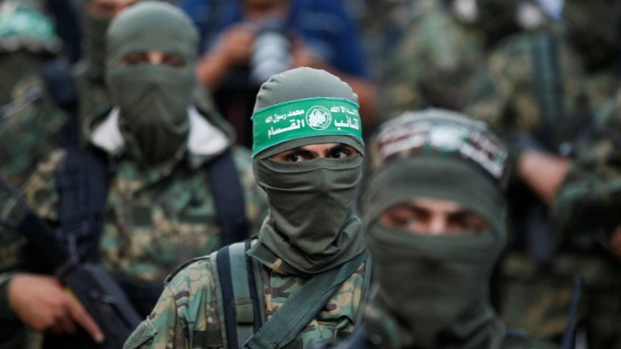 Palestinian Hamas militants take part in an anti-Israel rally in Gaza City May 22, 2021. REUTERS/Mohammed Salem