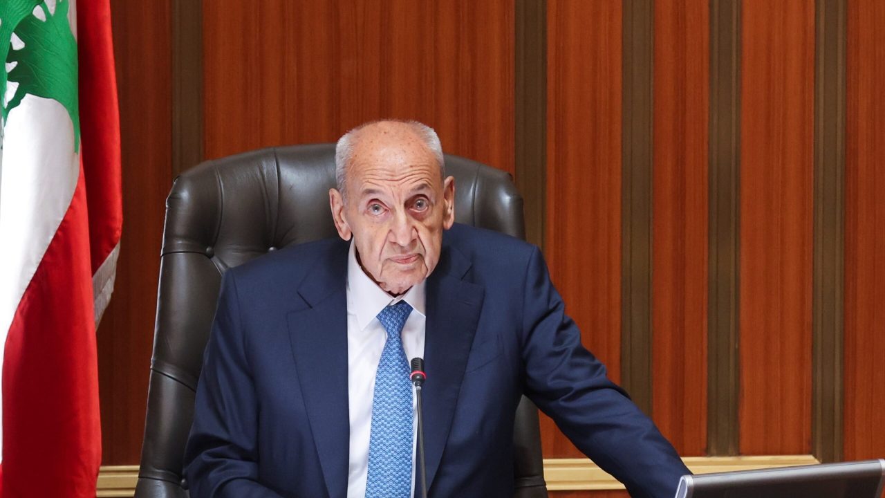 Re-elected Lebanon's parliamentary speaker, Nabih Berri is pictured as Lebanon's newly elected parliament convenes for the first time to elect a speaker and deputy speaker in Beirut Re-elected Lebanon's parliamentary speaker, Nabih Berri is pictured as Lebanon's newly elected parliament convenes for the first time to elect a speaker and deputy speaker in Beirut, Lebanon May 31, 2022. REUTERS/Mohamed Azakir