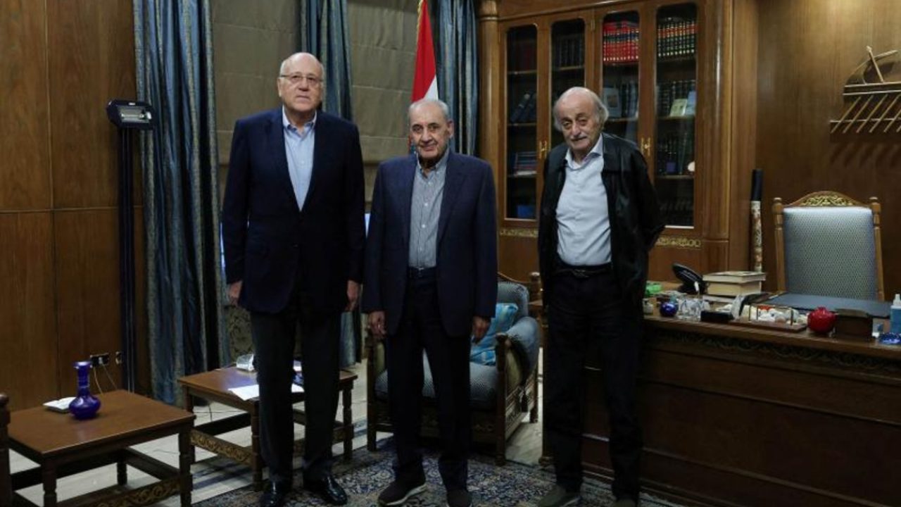 berri mikati jumblatt standing happy berri mikati jumblatt standing happy
