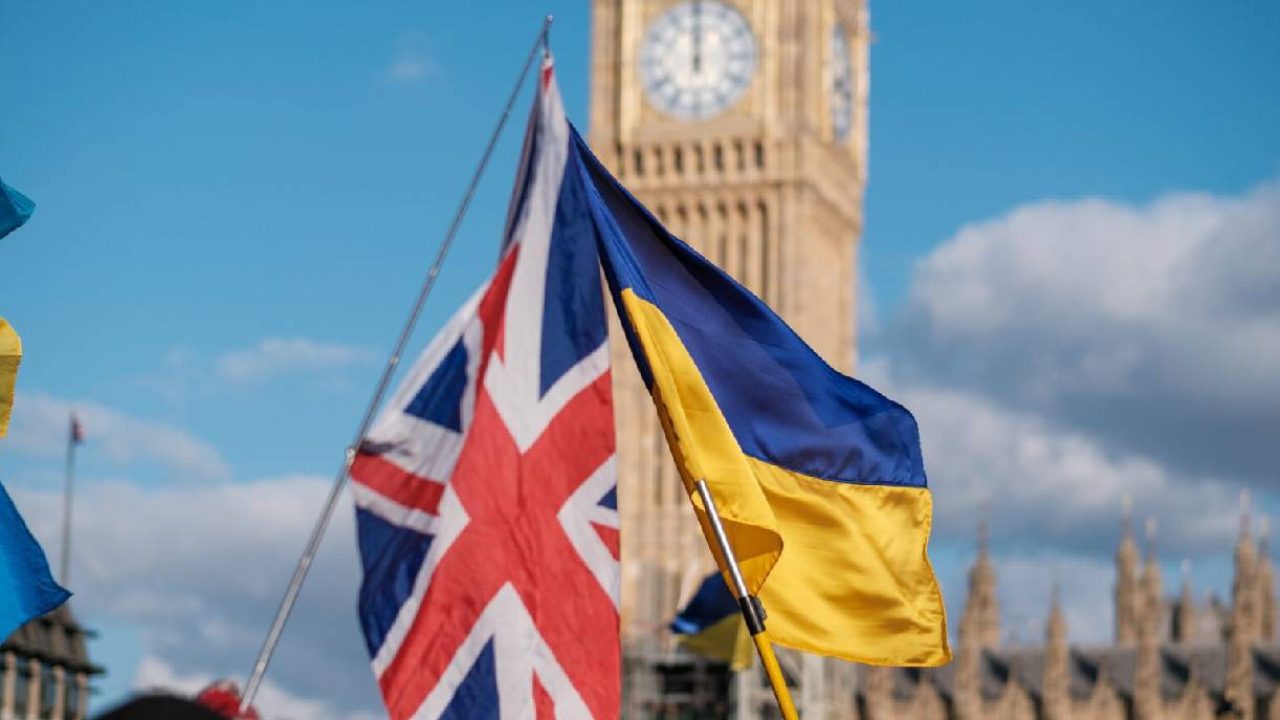 british and ukrainian flags london