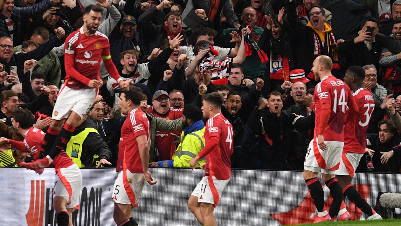 bruno maguire celebration manchester united lyon
