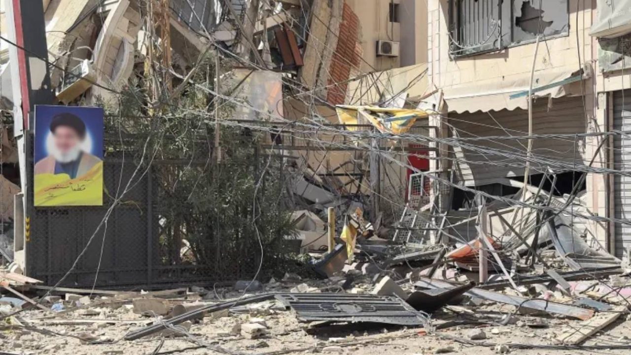 da7ye destruction with nasrallah pic