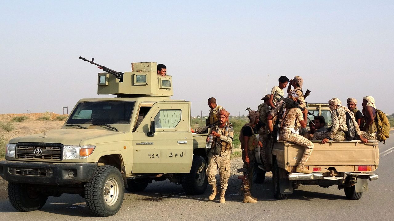 Forces loyal to Yemen's Saudi-backed government enter the Abs district of the northwestern Hajjah province on March 11, 2021. - Yemen's six-year-old civil war pits the Iran-backed rebels against an internationally recognised government backed by a Saudi-led military coalition. (Photo by - / AFP)