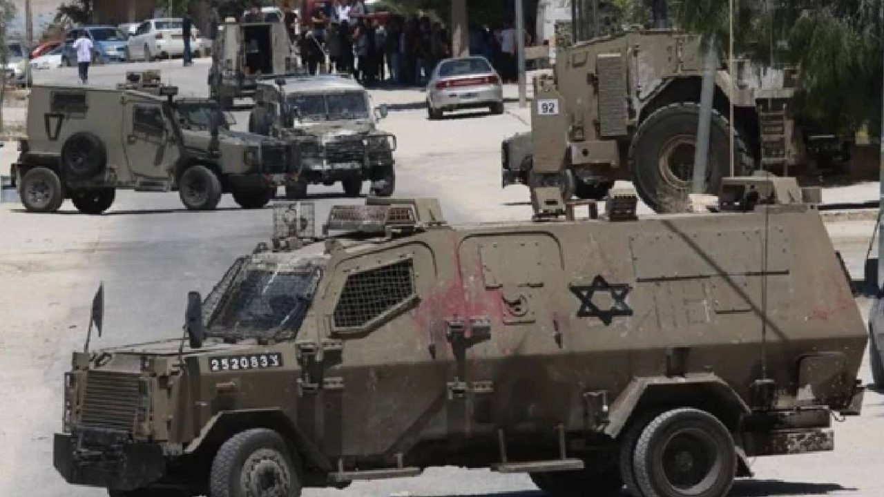 israeli army trucks in west bank