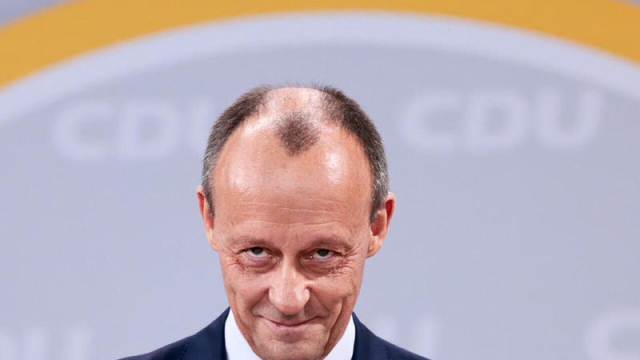 Christian Democratic Party (CDU) designated Chairman Friedrich Merz looks on during a party congress of the Christian Democratic Party (CDU) at the party's headquarters in Berlin, Germany, on January 21, 2022. (Photo by HANNIBAL HANSCHKE / POOL / AFP)