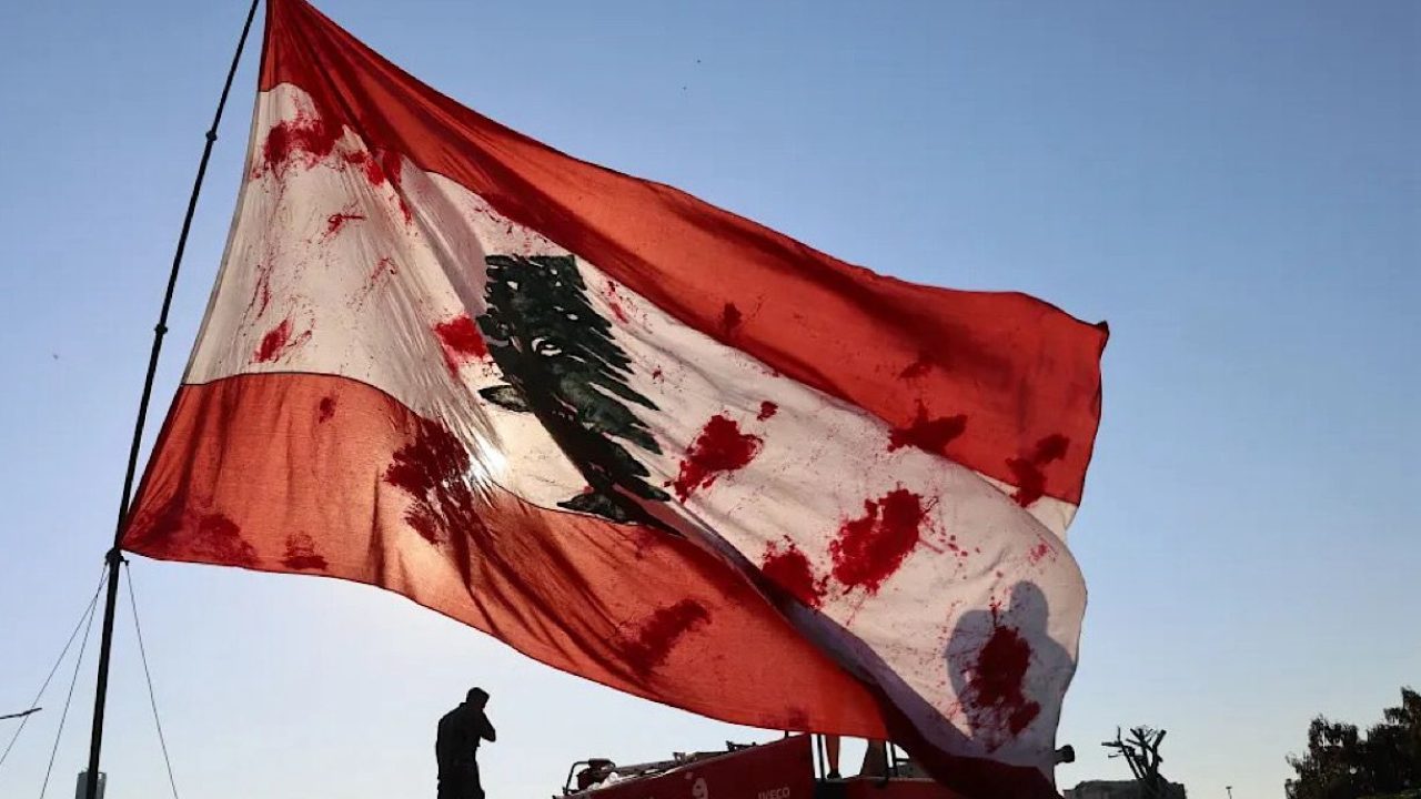 lebanon flag - blood