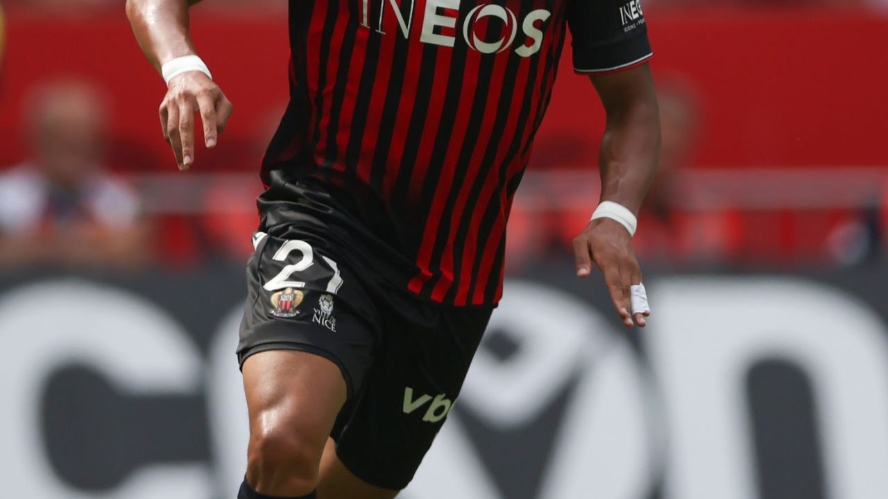 NICE, FRANCE - AUGUST 28: Alexis Beka Beka of OGC Nice during the Ligue 1 match between OGC Nice and Olympique Marseille at Allianz Riviera on August 28, 2022 in Nice, France. (Photo by Jonathan Moscrop/Getty Images)