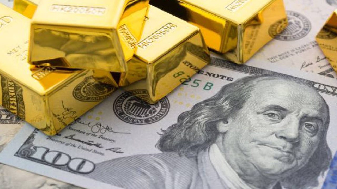 usd bills with gold bars