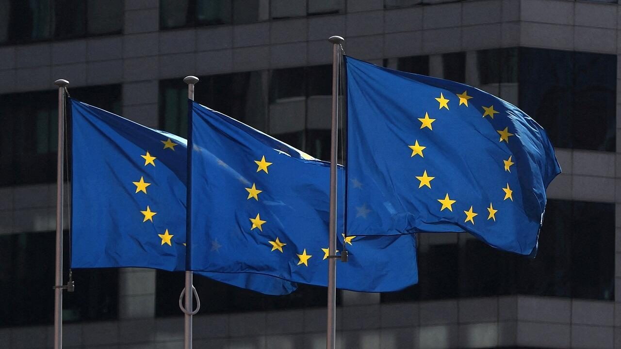 FILE PHOTO: European Union flags fly outside the European Commission headquarters in Brussels, Belgium, April 10, 2019. REUTERS/Yves Herman/File Photo
