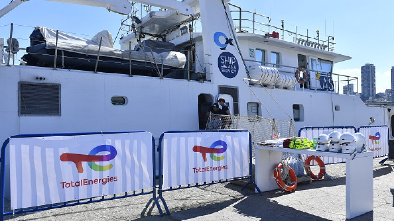 BEIRUT, LEBANON - FEBRUARY 17: Janus 2 ship owned by French company TotalEnergies anchors at Beirut Port in Beirut, Lebanon on February 17, 2023. Lebanon to start natural gas drilling in the 9th block in the Mediterranean at the end of summer (Photo by Houssam Shbaro/Anadolu Agency via Getty Images)